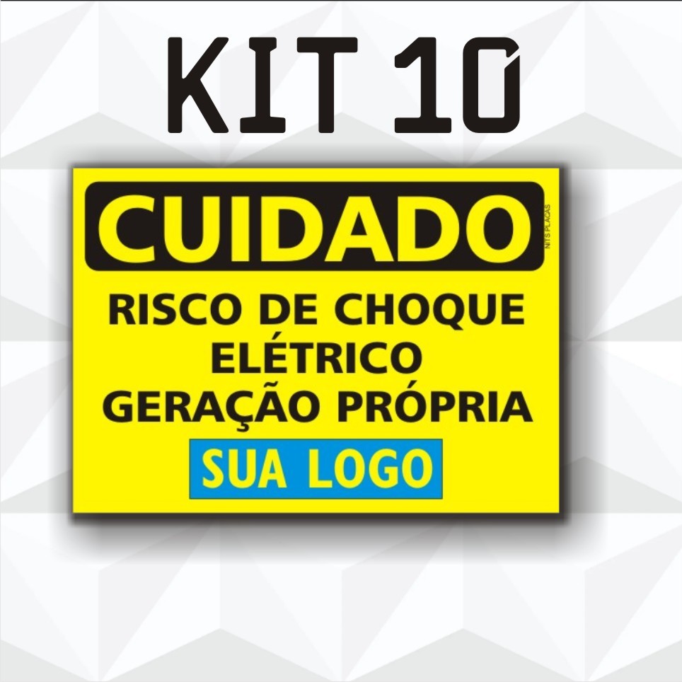 KIT 10 a 40 Placas personalizada Cuidado Geração Própria - com logo da empresa - energia solar off grid painel