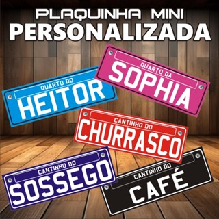 Plaquinha mini personalizada para porta de quarto cantinho sala escritorio decoração parede menino menina casal em Oferta na Shopee