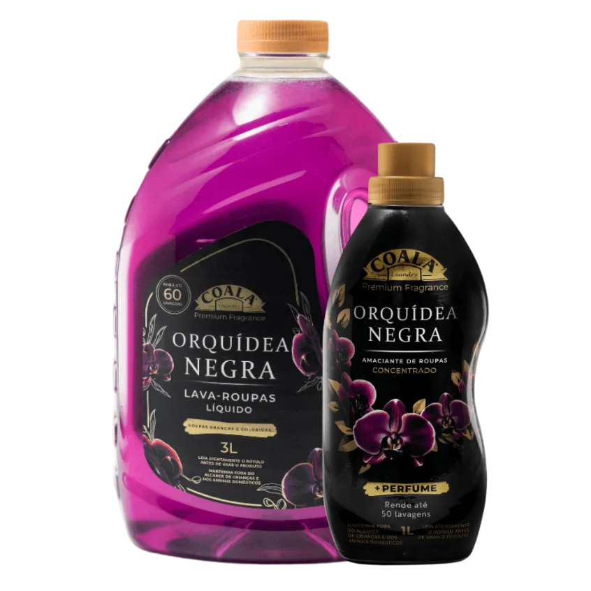 Kit Coala Laundry | 1 Lava Roupas 3L + 1 Amaciante Concentrado 1L | Fragrância Orquídea Negra