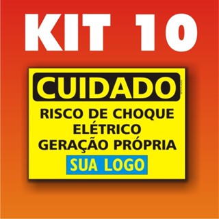 KITs 10 a 40 PLACA personalizada Cuidado Geração Própria - com logo da empresa - energia solar painel off grid em Oferta na Shopee