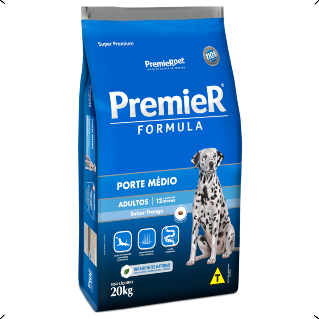 RAÇÃO PREMIER FORMULA ADULTO RAÇA MEDIA 15KG