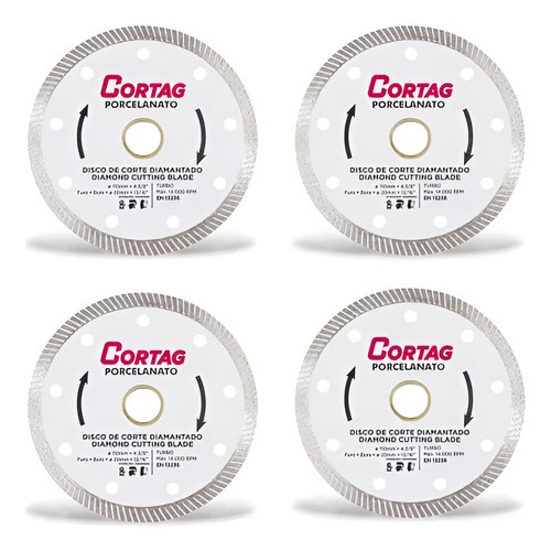 Kit 4 Disco Porcelanato 110x20mm Corte Diamantado Fino Turbo 4.3/8" em Oferta na Shopee