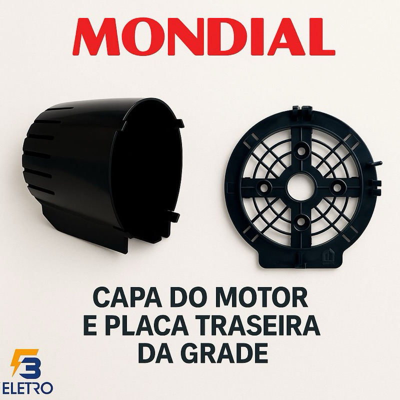 Kit Capa do Motor e Placa Traseira da Grade para Ventilador Mondial 30cm e 40cm Originais