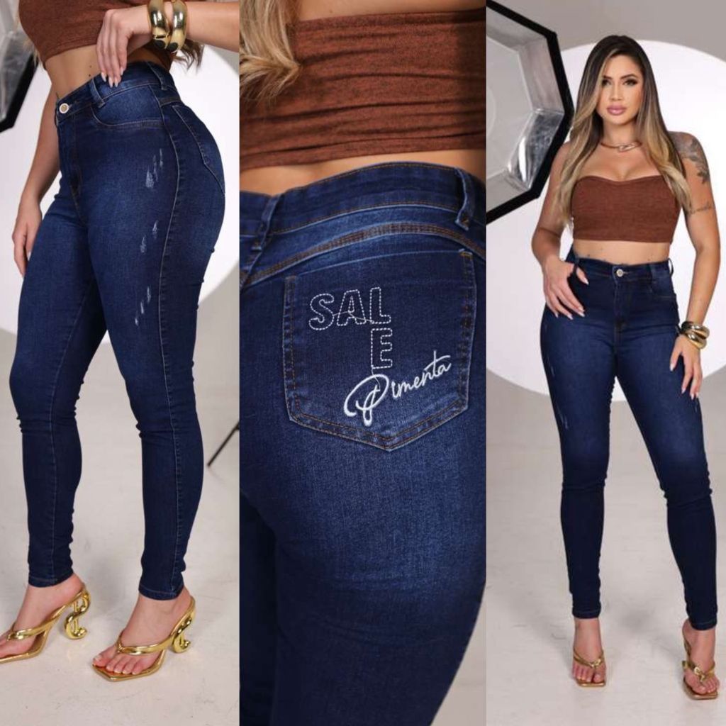 Calça jeans moda feminina, Sal e Pimenta... em Oferta na Shopee
