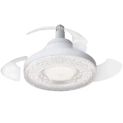 Ventilador De Teto Retratil 80W Lâmpada 3 Cores E27 Silencioso Bivolt Com Controle