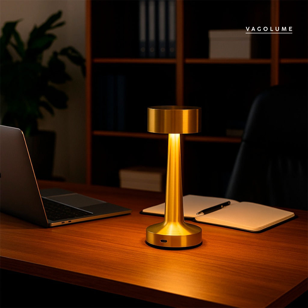 Luminária de Mesa 3 Tons Cabeceira Luxuosa Abajur Recarregável Escrivaninha LED Quarto Candeeiro