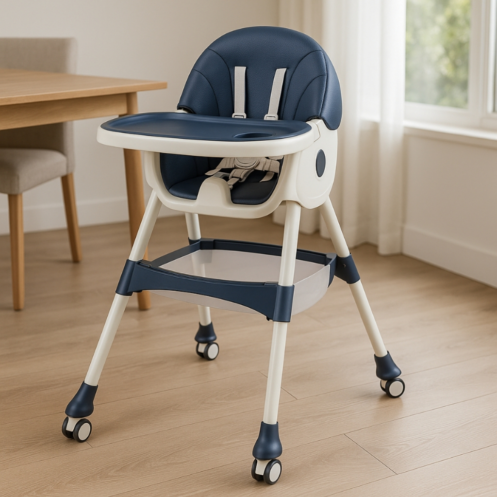 Cadeira Alimentação Com Rodinhas Bandeja Balanço Dobrável em Oferta na Shopee