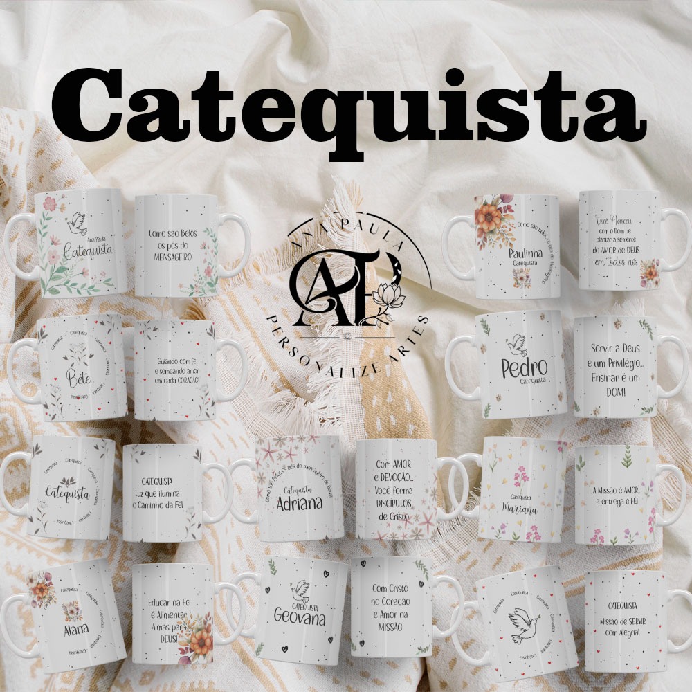 Caneca de Porcelana Personalizada 325ml Catequista Nome e Frases Personalizadas em Oferta na Shopee