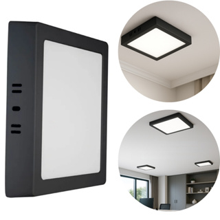 Painel LED Slim 18W Sobrepor Quadrado Preto Bivolt 3000K / 4100K / 6500K Blumenau em Oferta na Shopee
