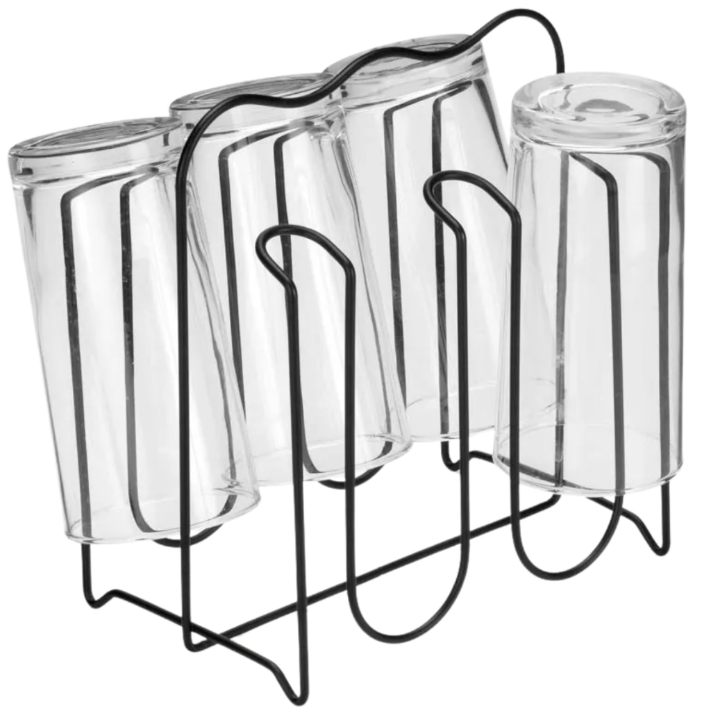 Porta Copos New Black Suporte Escorredor De Copos Preto Arthi