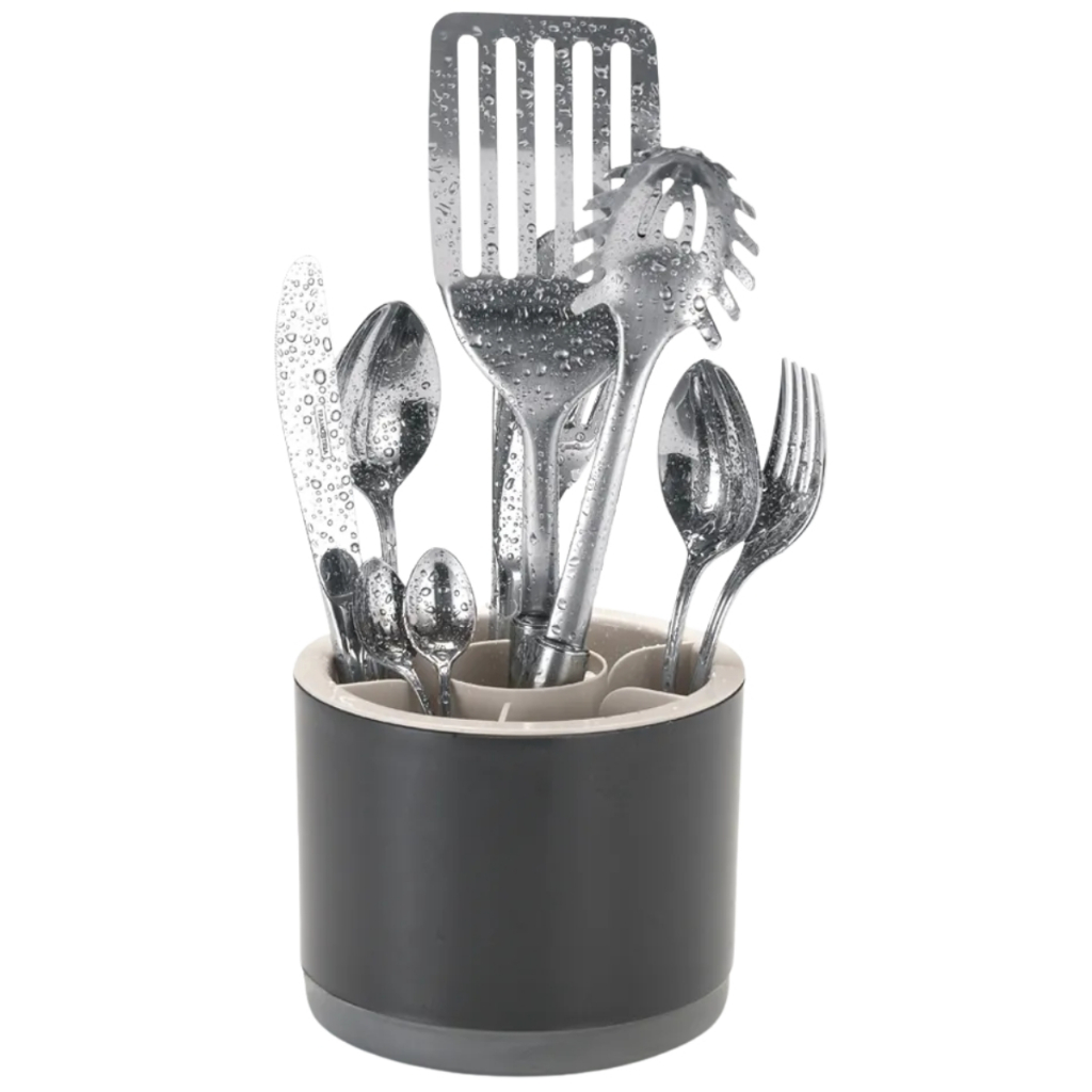 Porta Talheres Redondo Com Divisórias Off White Arthi em Oferta na Shopee