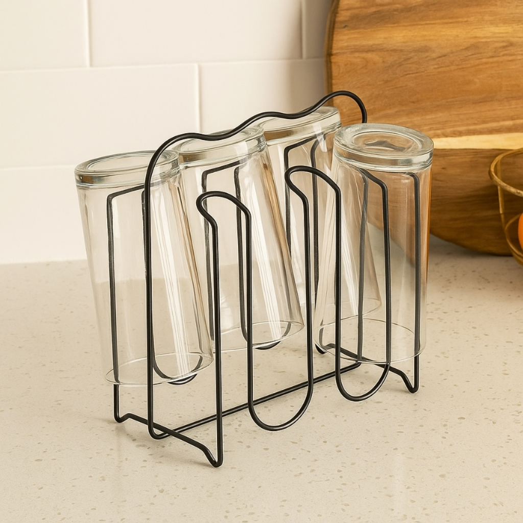 Porta Copos New Black Suporte Escorredor De Copos Preto Arthi