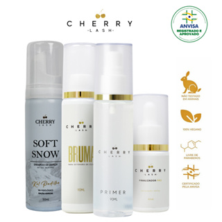 Kit Profissional Retenção Cherry Lash –Soft Snow + Bruma + Primer + Finalizador | Extensão de Cílios em Oferta na Shopee