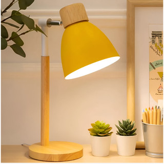 Luminária De Mesa 40W Resistente Retratil Wood Com Base De Madeira Soquete E27 Bivolt 360° Reforçada