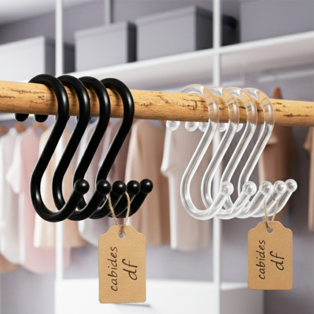 Gancho S Cabide E Arara Multiuso Preto / Acrílico Kit 25, 50, 100 Unidades Organizador De Roupa