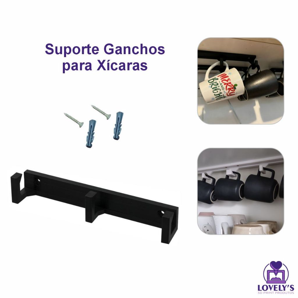 Suporte Ganchos Suspenso para Xícaras e Canecas Organizador de Cozinha