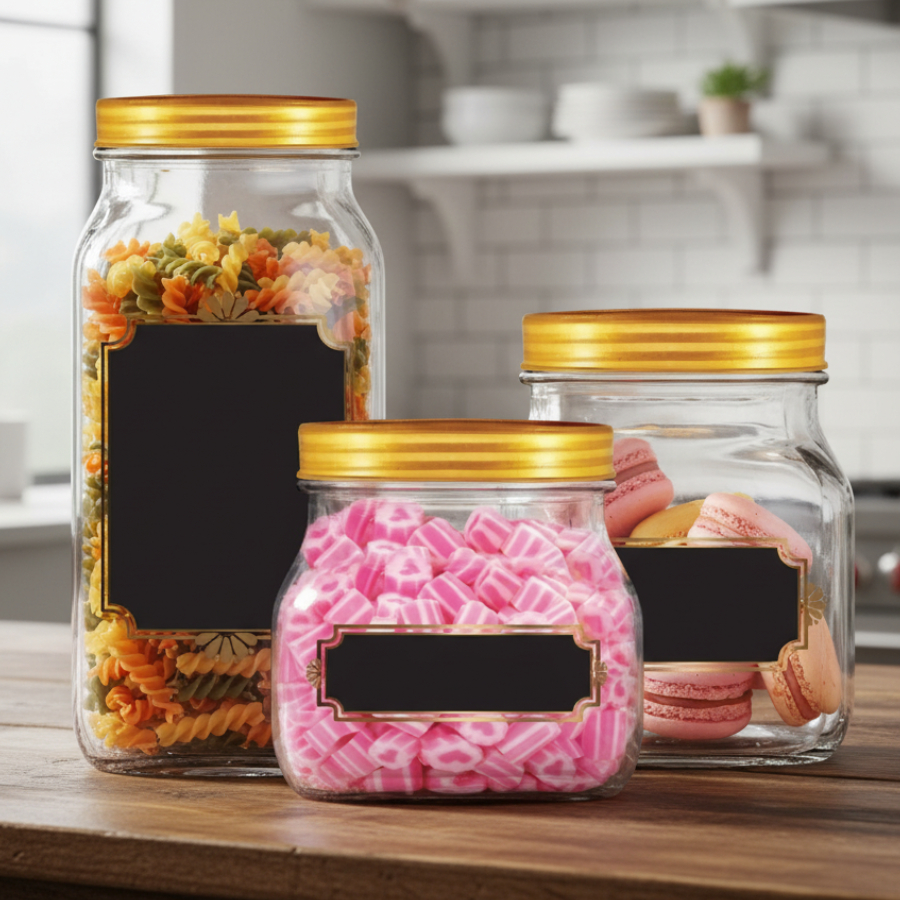 Kit de Potes de Vidro com Tampa Metalizada Dourado Style 3 Peças - Ruvolo em Oferta na Shopee