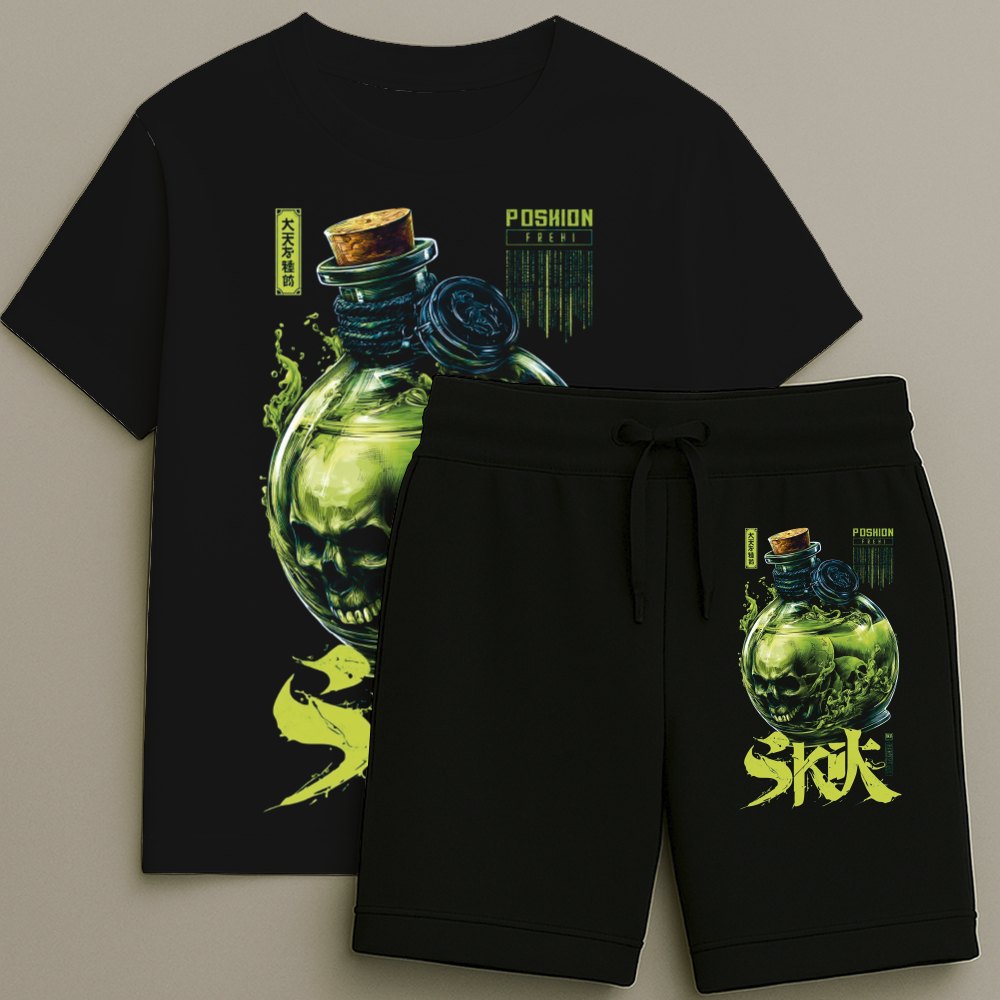 Camiseta e Bermuda Infantil Masculina Estampa Veneno Premium Alta Qualidade Do Tamanho 2 ao 16
