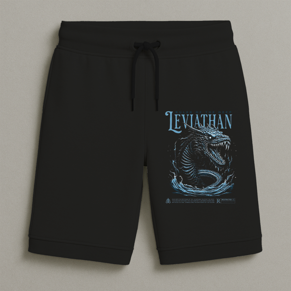 Bermuda Moletom Masculina Infantil Estampada Leviathan Conforto Streetwear Do Tamanho 8 Ao 16