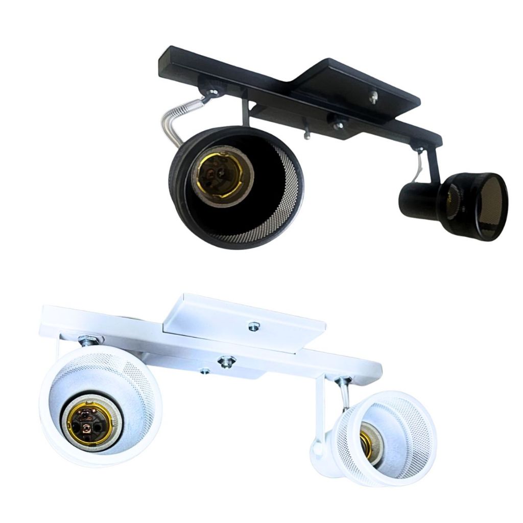 Luminária De Teto Spot Trilho Tela Duplo Direcionável Alumínio Bocal E27 100W 110/220V em Oferta na Shopee