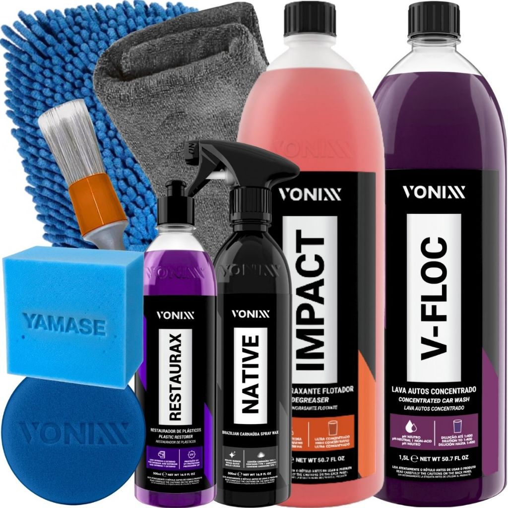 Kit para Lavar Moto Shampoo V-Floc Cera Native Spray Restaurax Revitalizador de Plásticos Vonixx em Oferta na Shopee