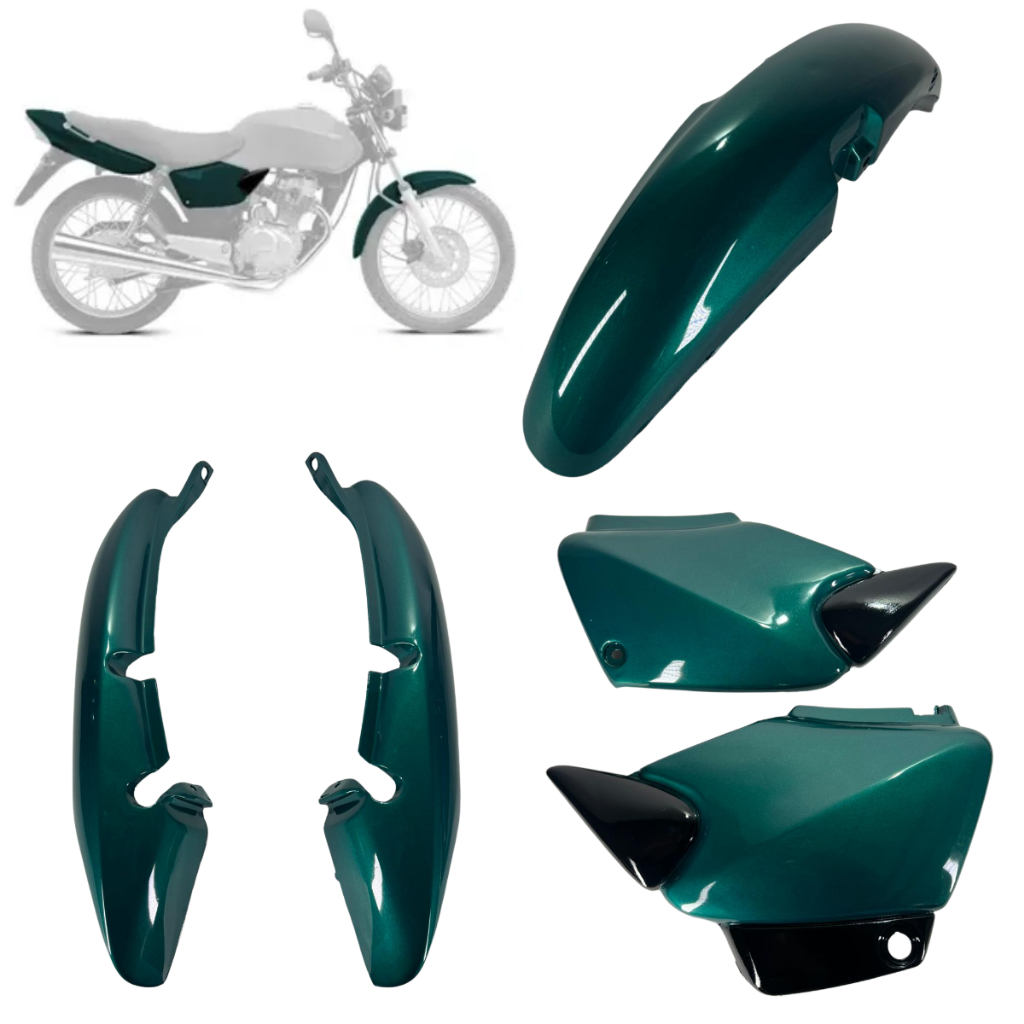 Kit Carenagem Completo Titan 125 Verde 2000 até 2004 Tampa Lateral + Rabeta + Paralama Dianteiro em Oferta na Shopee