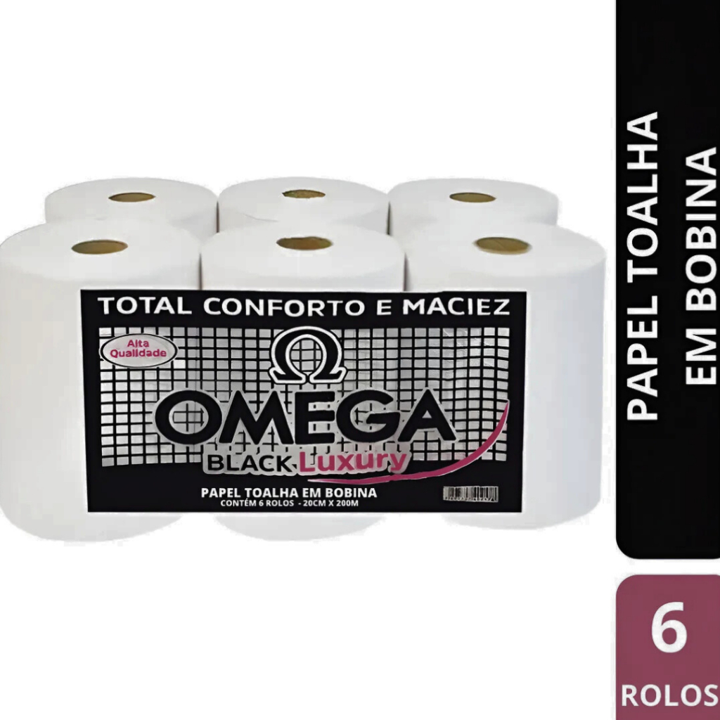 6 Unidades Papel Auto Corte 200m 28g Omega 100% Celulose Alta Qualidade