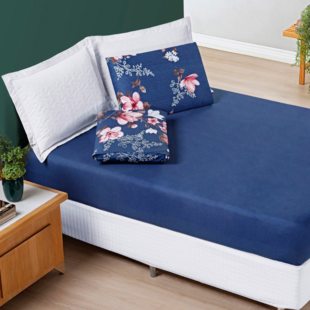 Jogo de Cama 02 OU 03 Peças Solteiro, Casal, Queen OU King Estampado 200 Fios Micropercal Avere