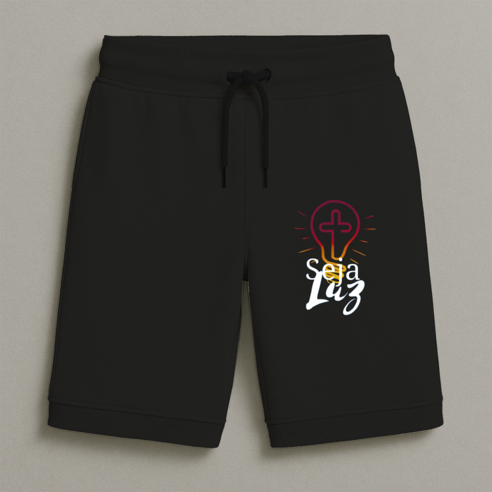 Bermuda Moletom Masculina Infantil Estampada Seja Luz Conforto Streetwear Do Tamanho 8 Ao 16