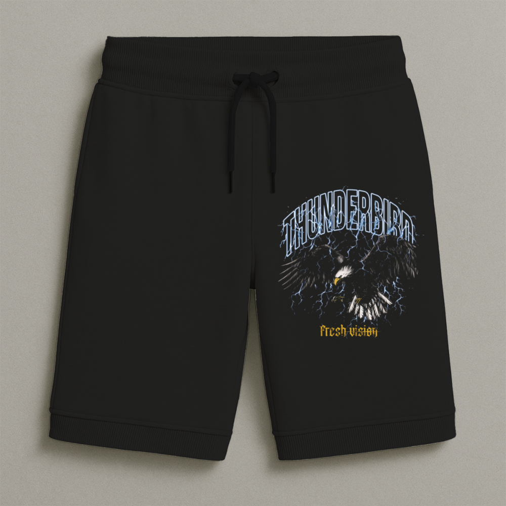 Bermuda Moletom Masculina Infantil Estampada Aguia Trovão Conforto Streetwear Do Tamanho 8 Ao 16