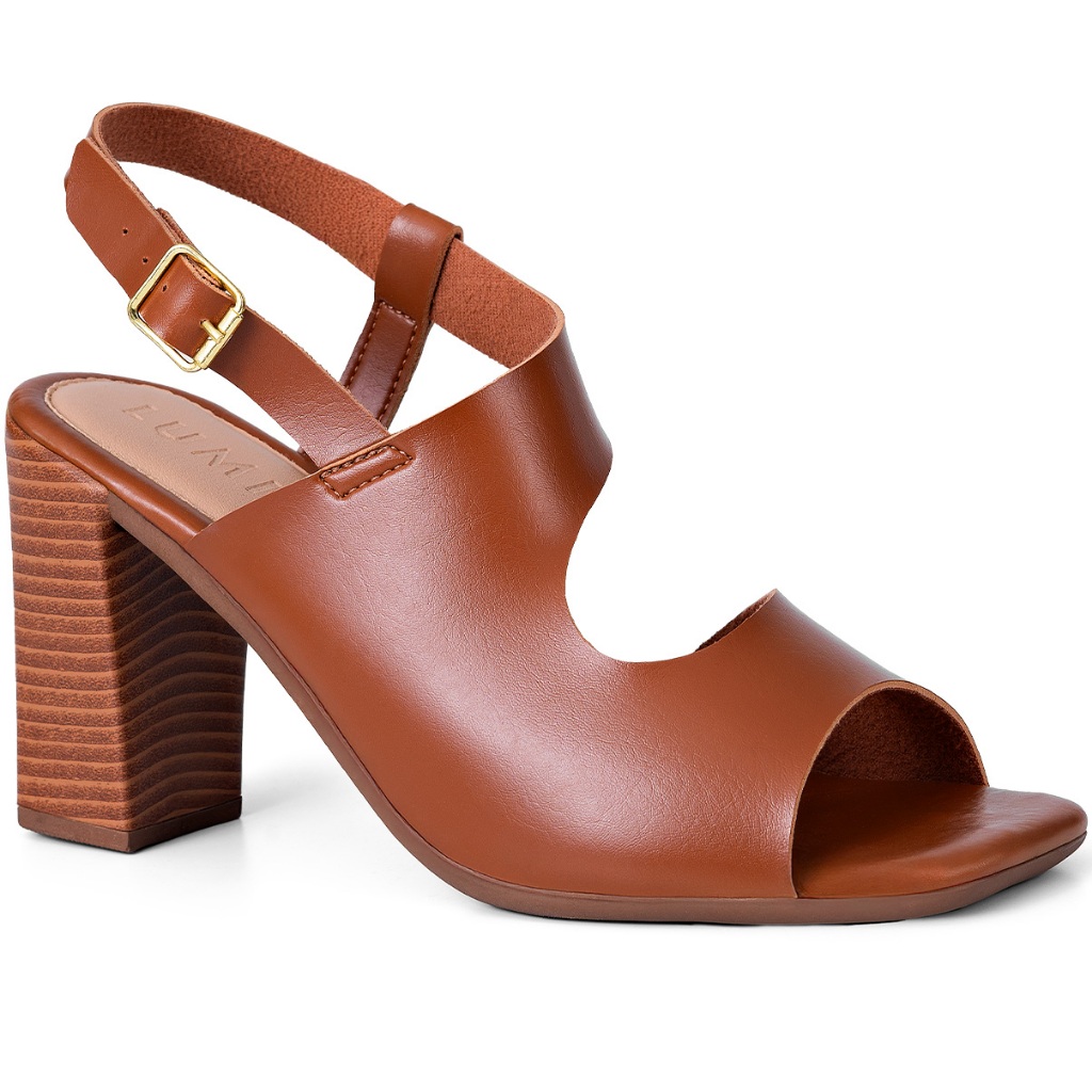 Sandália Feminina Lumiss Salto Alto Bloco Confortável Fivela Bico Quadrado em Oferta na Shopee