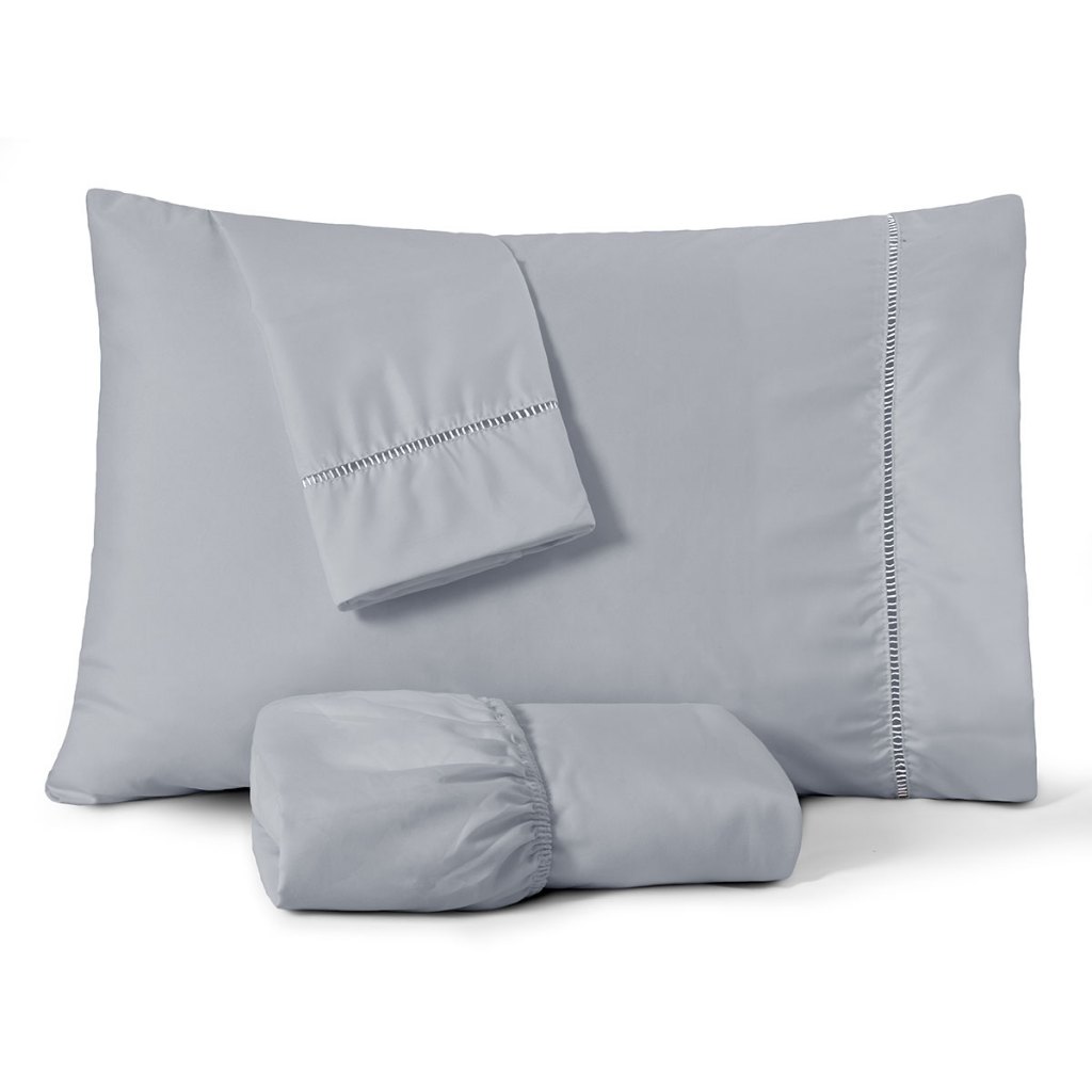 Jogo de Lençol Casal King 400 Fios Percal Suave Fronha Ponto Palito Toque Aveludado 3 Pçs em Oferta na Shopee