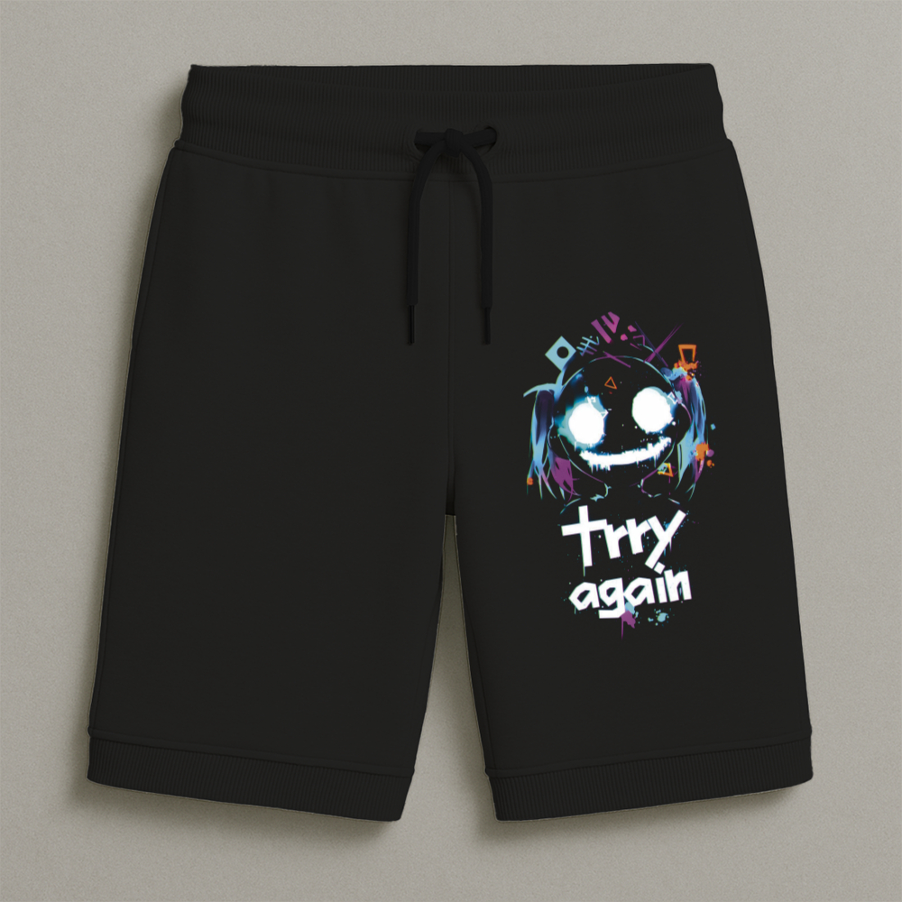 Bermuda Moletom Masculina Infantil Estampada Tente Novamente Conforto Streetwear Do Tamanho 8 Ao 16
