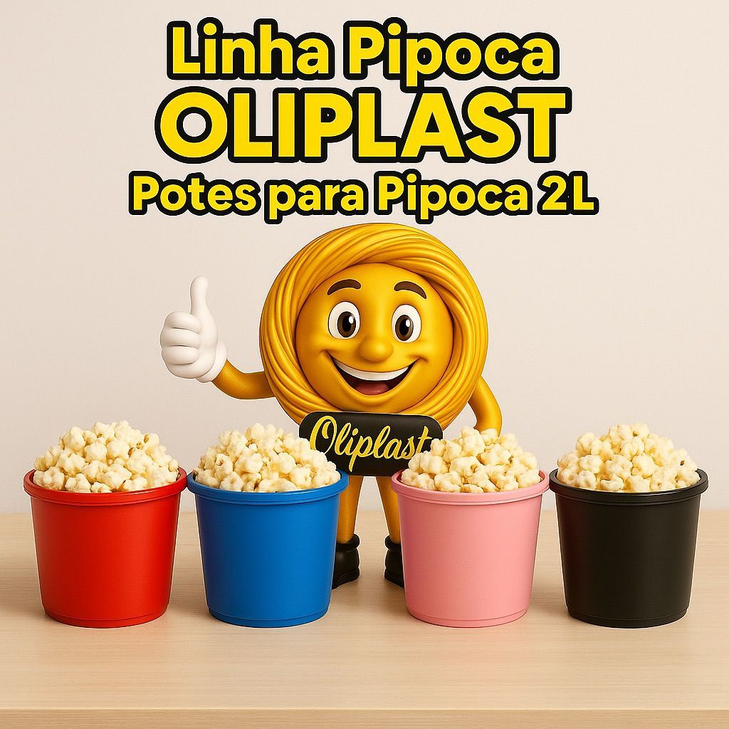 Potes  Pipoqueira Oliplast 2 Litros – Lembrancinha divertida para festas 10/20/30/40/50