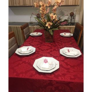 Toalha De Mesa Jacquard Luxuoso Toalha Pra Mesa De Jantar 4,6,8,10,12 Lugares *Liquidação*