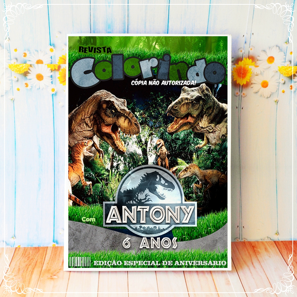 Revista Mini Pequena Personalizada Lembrancinha Festa Infantil Dinossauro Feroz