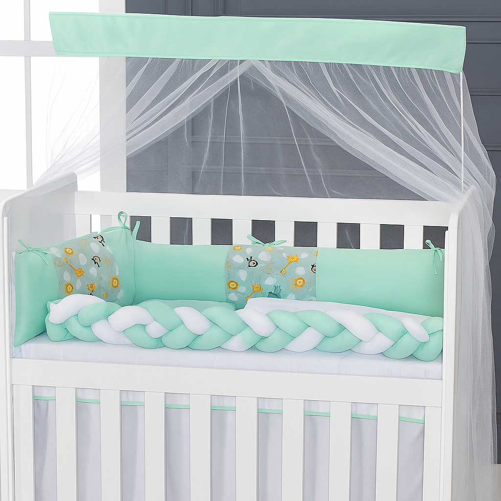 Kit Mini Berço 6 Peças Menino Completo com Mosquiteiro A Pronta Entrega em Oferta na Shopee