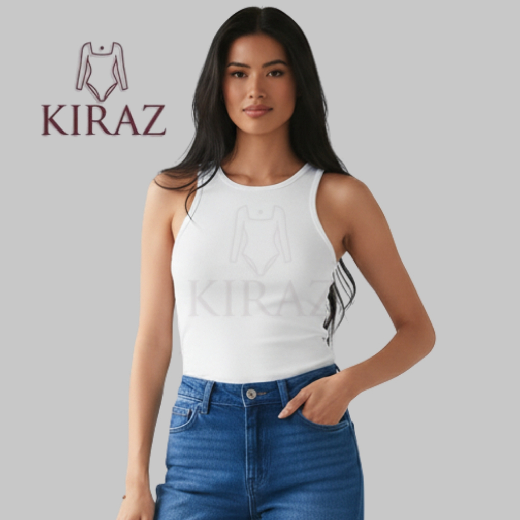 Blusa Feminina Regata Canelada Ribana Justa Básica Estilosa Tendência Verão 36 ao 38