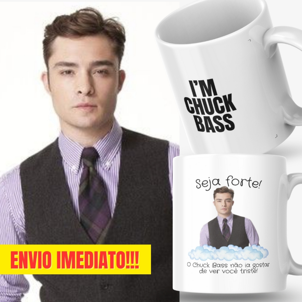 Caneca Xicara Porcelana 325ml Seja Forte Chuck Bass Gossip Girl Personalizad Presente Decoração Casa