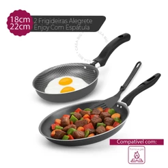 2 Frigideiras Alegrete Enjoy Franc Cinza 18/22 C/ Espatula
