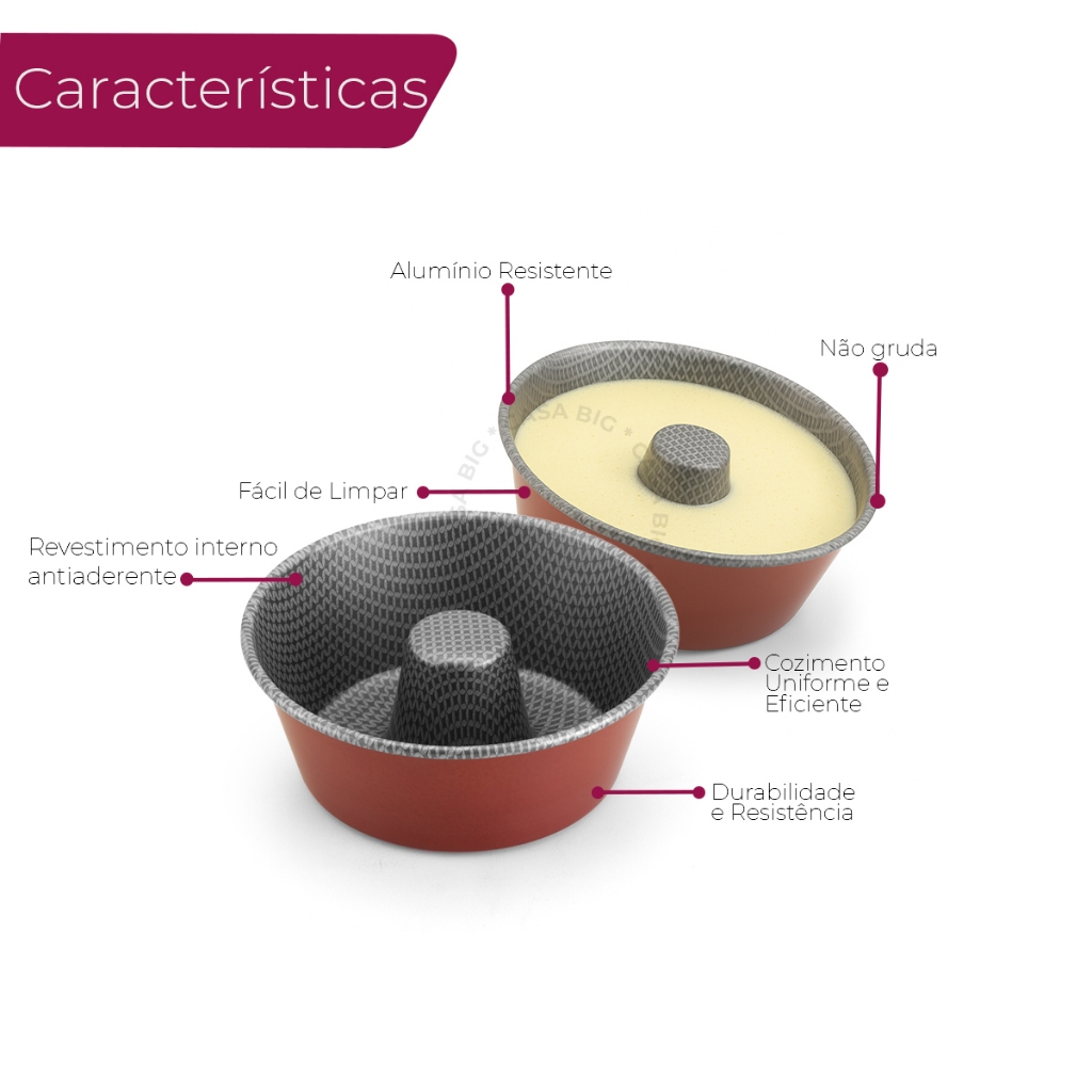 Forma De Pudim Antiaderente Alegrete Vermelha 18 Cm