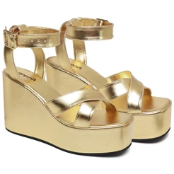 Tamanco Sandália Feminina Plataforma Metalizada Dourado DUBUY Alicia 2112DB