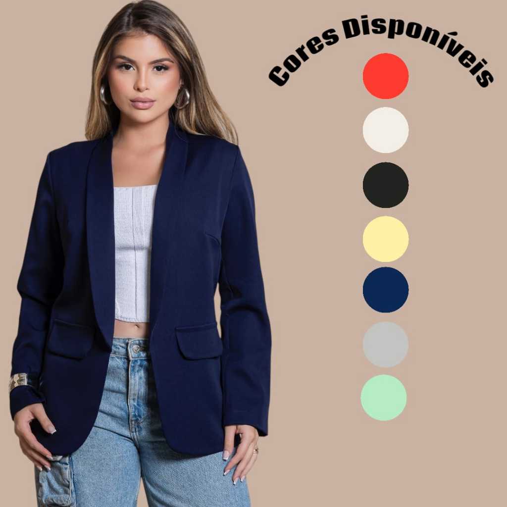 Blazer Feminino Alfaiataria Max Alongado manga longa casual e Elegante do P a GG