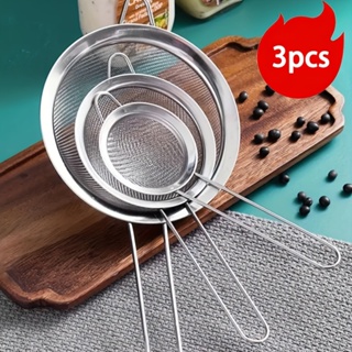 Kit 3 Peneira Coador De Peneiras Aço Inoxidável Para Cozinha Peneira De Cozinha em Oferta na Shopee