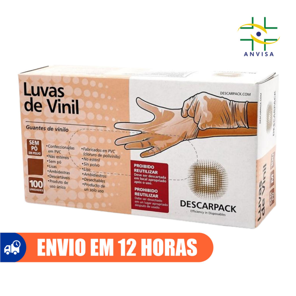 Luva de Procedimento Vinil Transparente Sem Pó 100un Selo Anvisa Descarpack em Oferta na Shopee