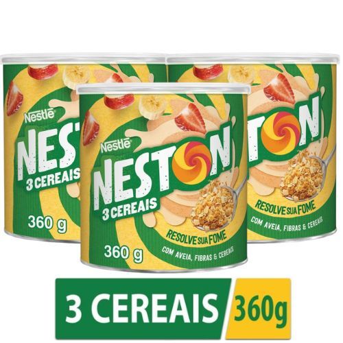 Neston 3 Cereais Lata 360g - Nestlé | Aveia - Fibras e Cereais 1 - 2 ou 3 Unidades em Oferta na Shopee