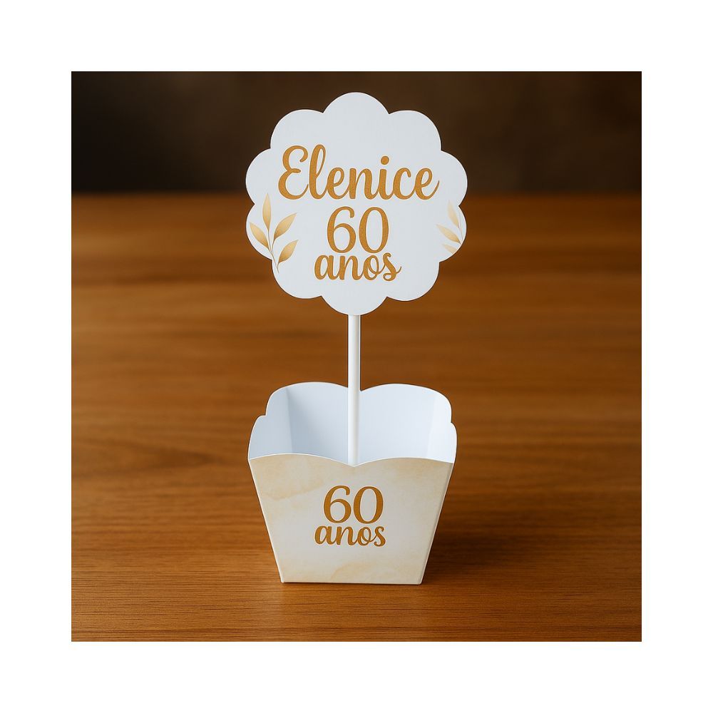 Centro de mesa Branco com Dourado, Lembrancinhas Personalizadas-festa infantil, decoração, kit festa, festa infantil