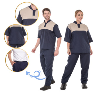 Conjunto Uniforme Unissex Bicolor para Limpeza, Serviços Gerais, Trabalho Profissional em Oferta na Shopee