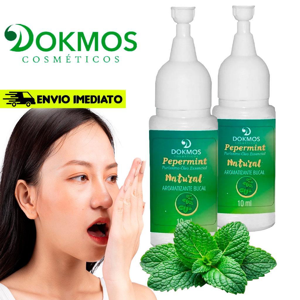 Kit 2 Aromatizador Bucal Óleo Essencial - Halito Refrescante Hortela Natural 10ml Dokmos Pepermint em Oferta na Shopee