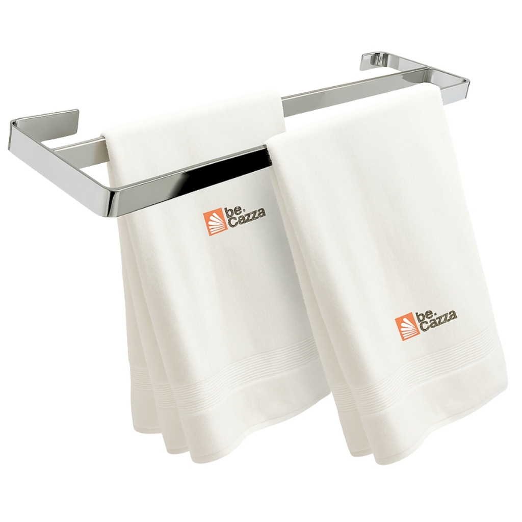 Porta Toalha De Banho Duplo Cromado Quadrado Banheiro Mais Grosso 20mm